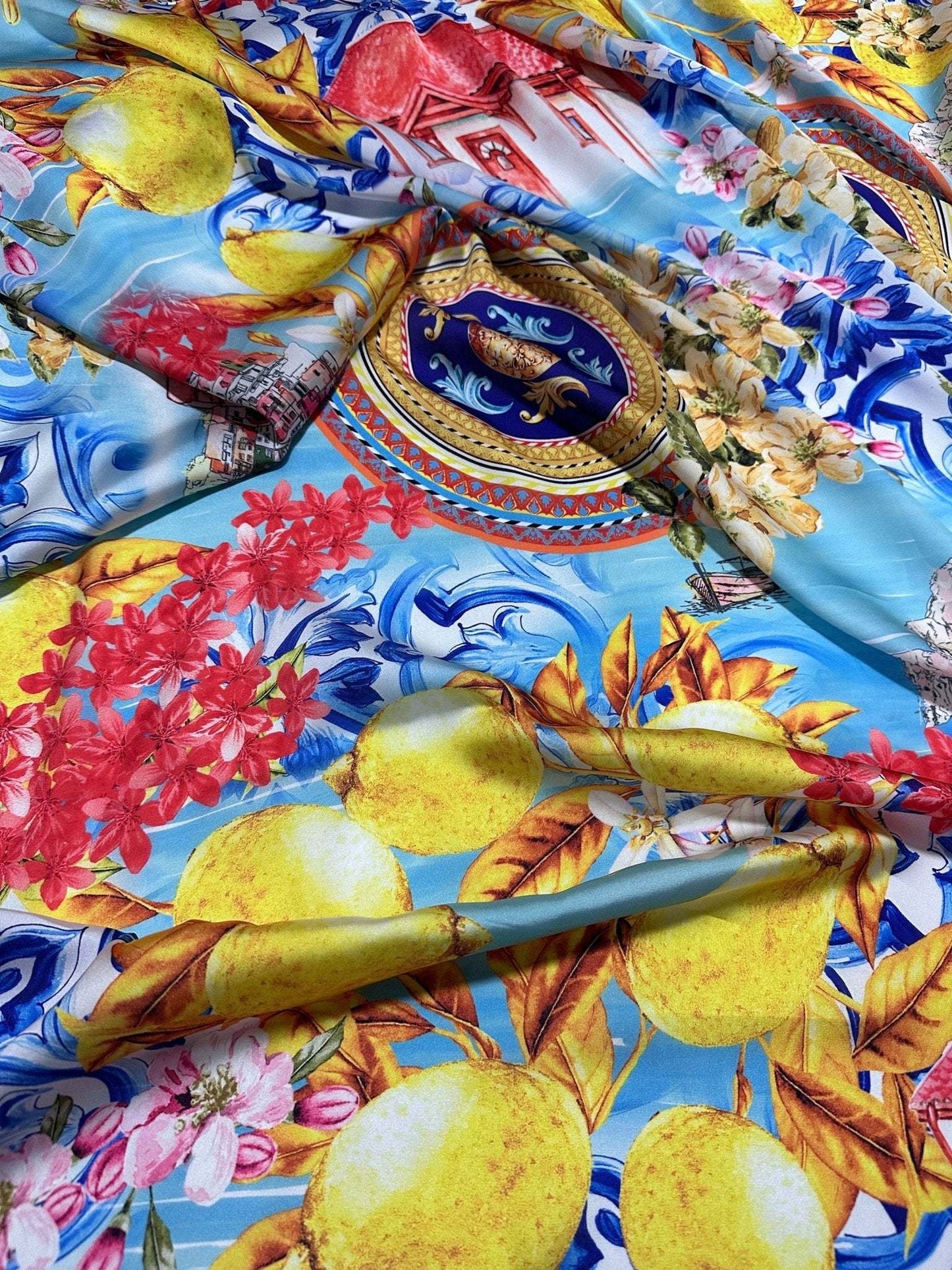 Majolica Sicilian Print Fabric by Metre