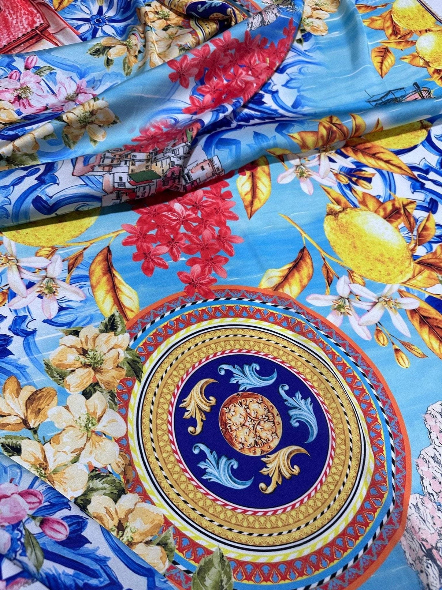 Majolica Sicilian Print Fabric by Metre