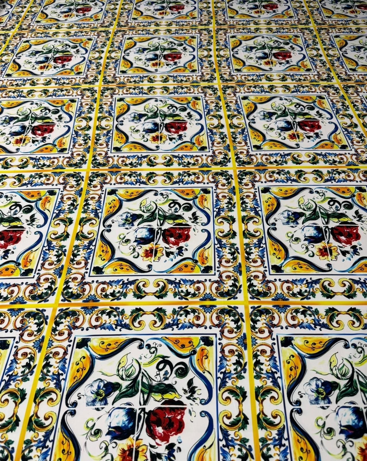 Majolica Pattern Luxury Fabric by Metre