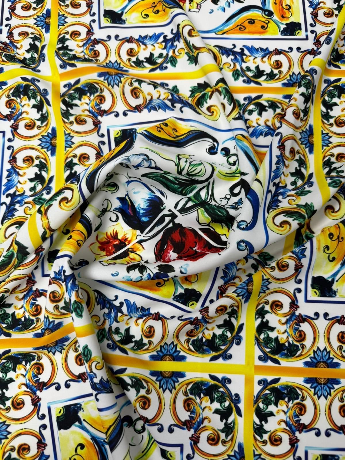 Majolica Pattern Luxury Fabric by Metre