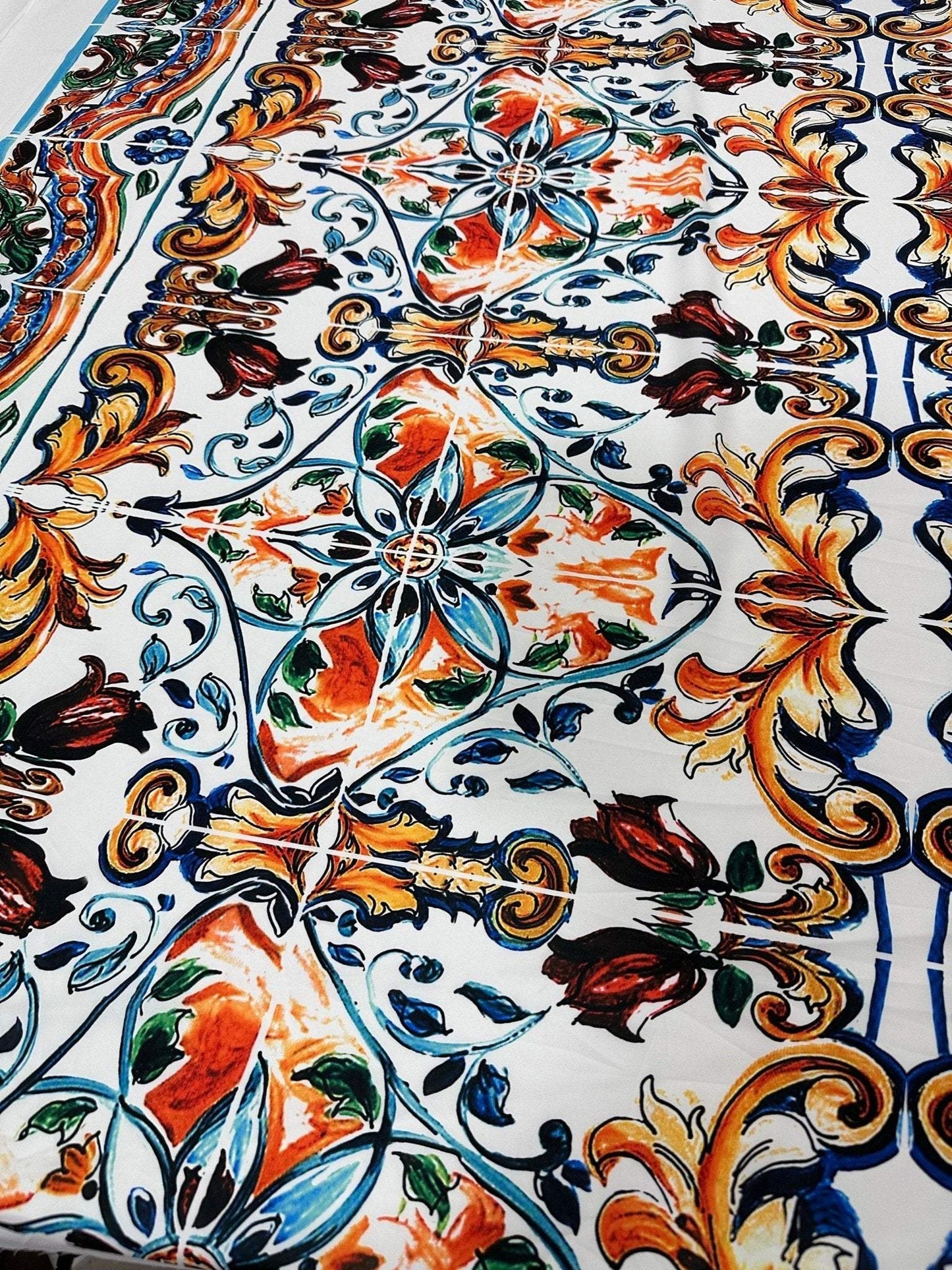 Majolica Pattern Fabric by Metre