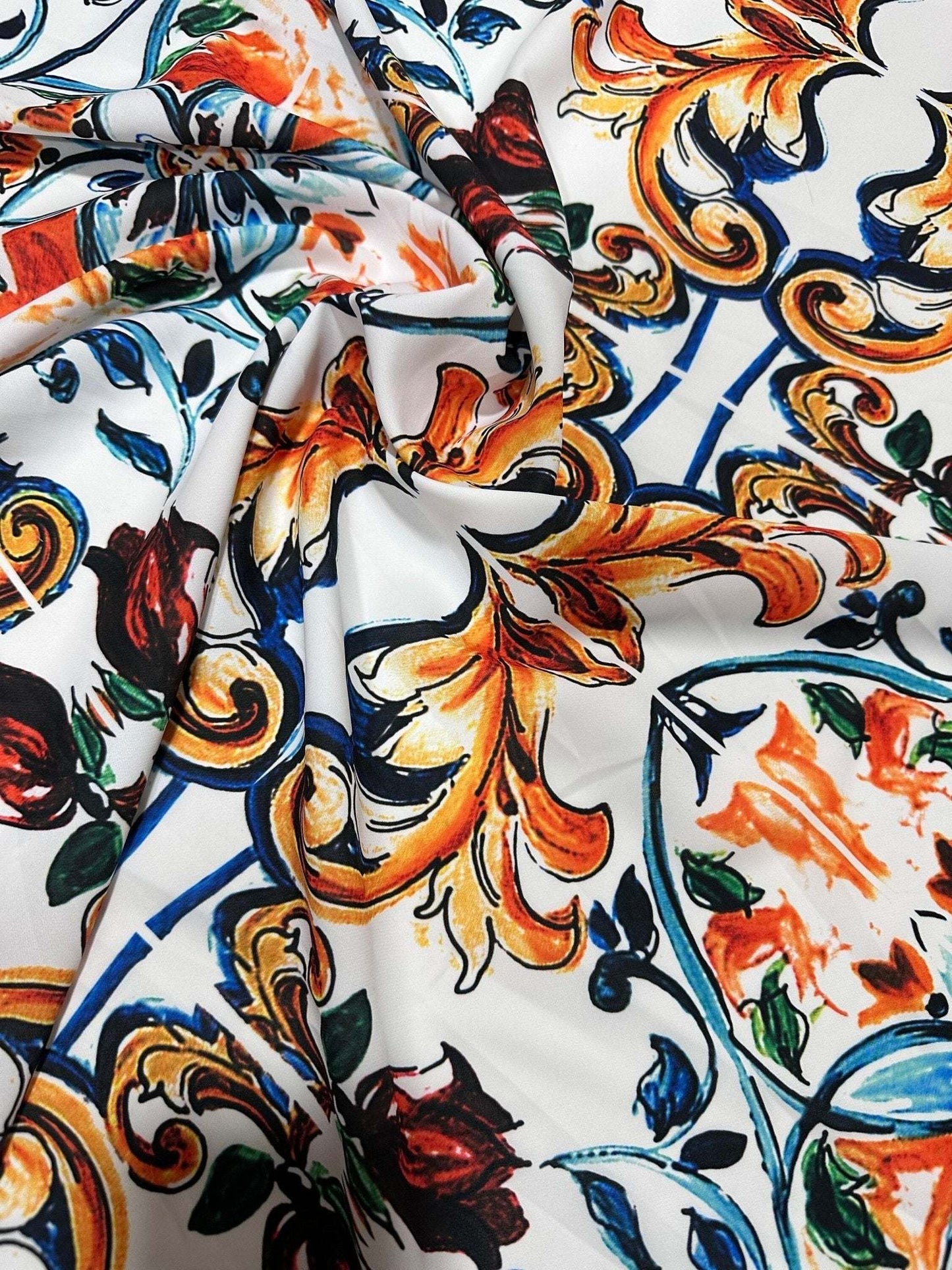 Majolica Pattern Fabric by Metre