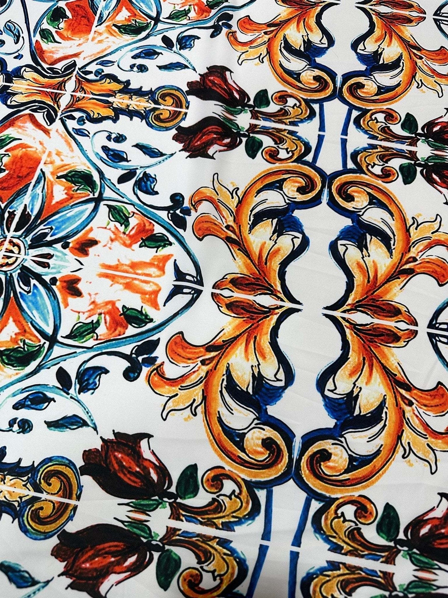Majolica Pattern Fabric by Metre