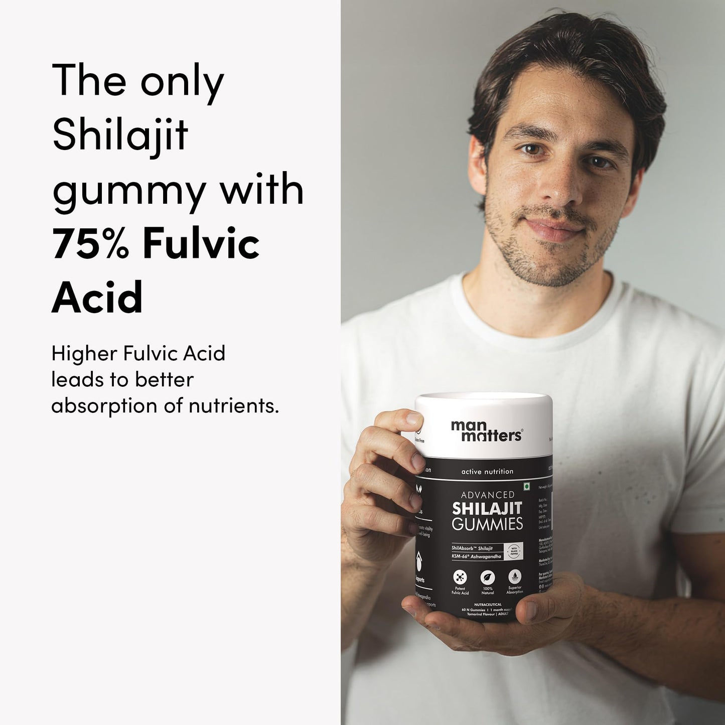 Man Matters Himalayan Shilajit Gummies – Lab Tested, Sugar-Free, Ashwagandha & Gokshura | 60 Gummies