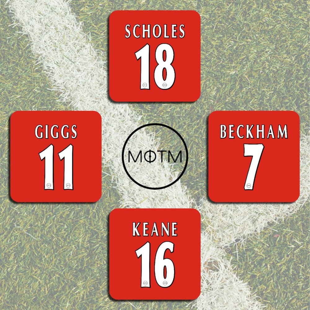 Manchester United Premier League Legends Football Coasters - Set Of 4