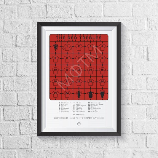 Manchester United 'The Red Trebles' 1998/1999 Print
