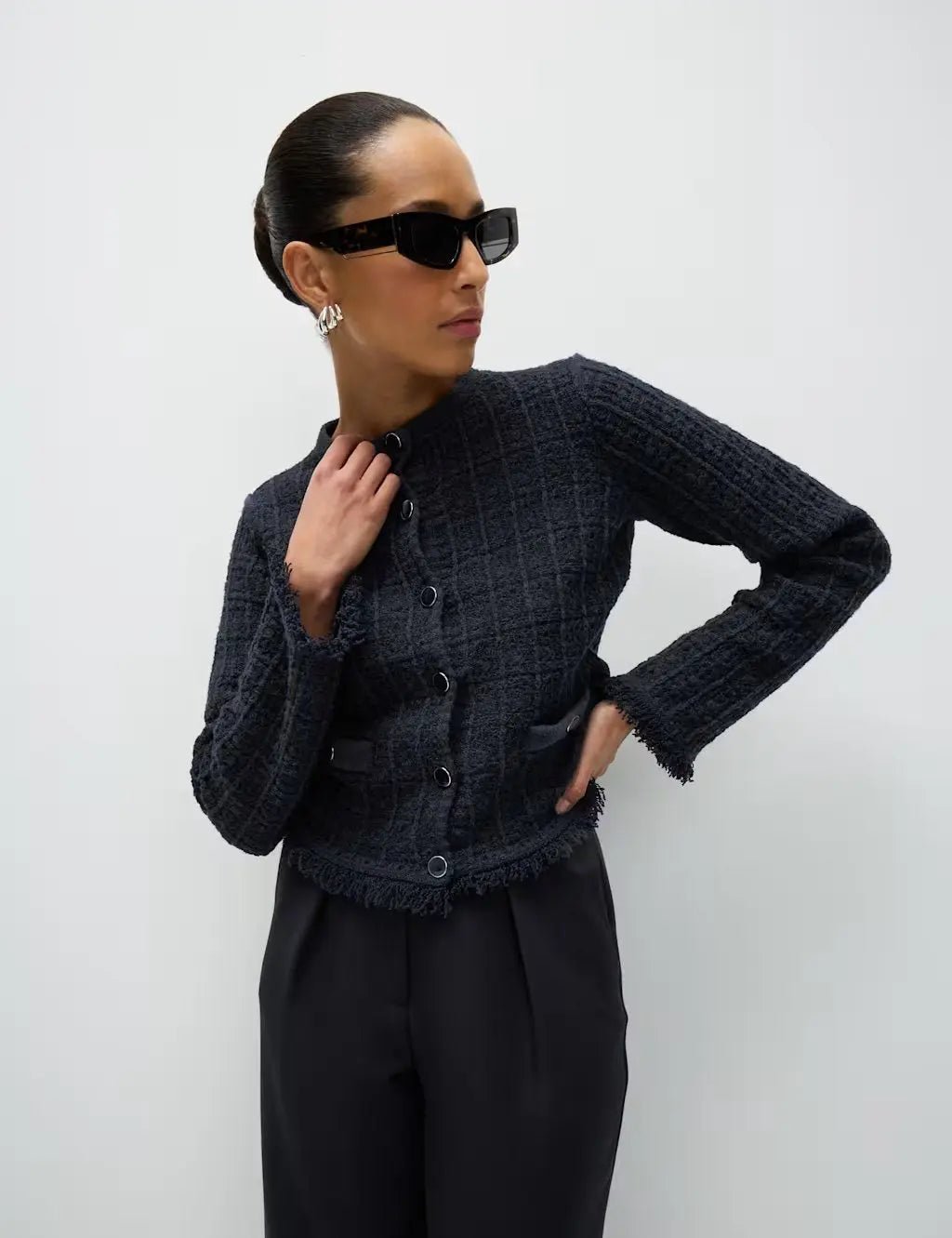 Marks and Spencer Cotton Rich Knitted Crew Neck Fringe Cardigan