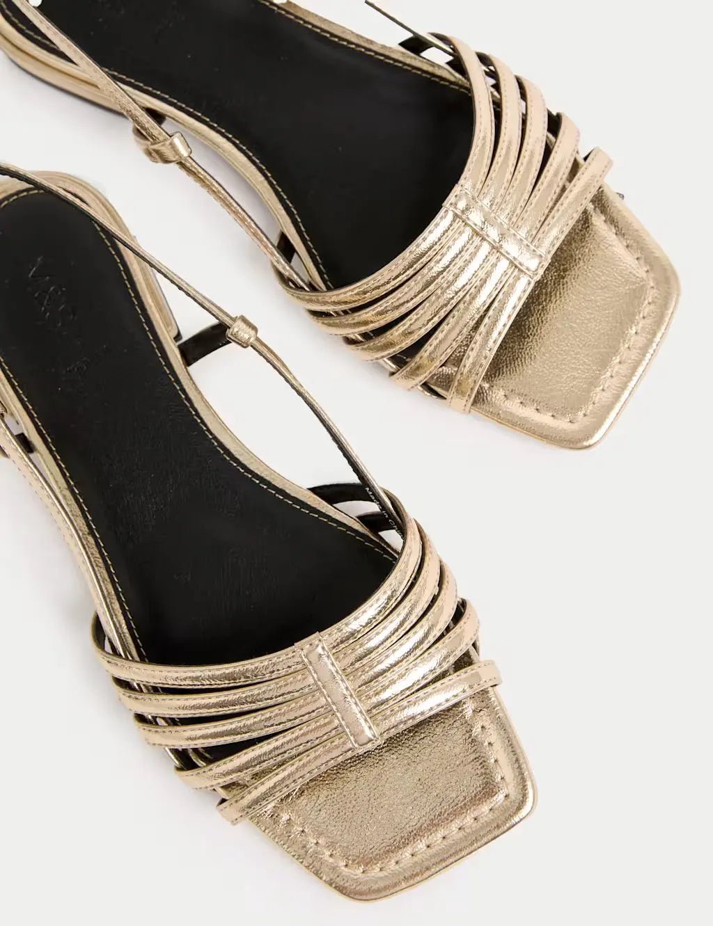 Marks and Spencer Metallic Strappy Flat Square Toe Sandals