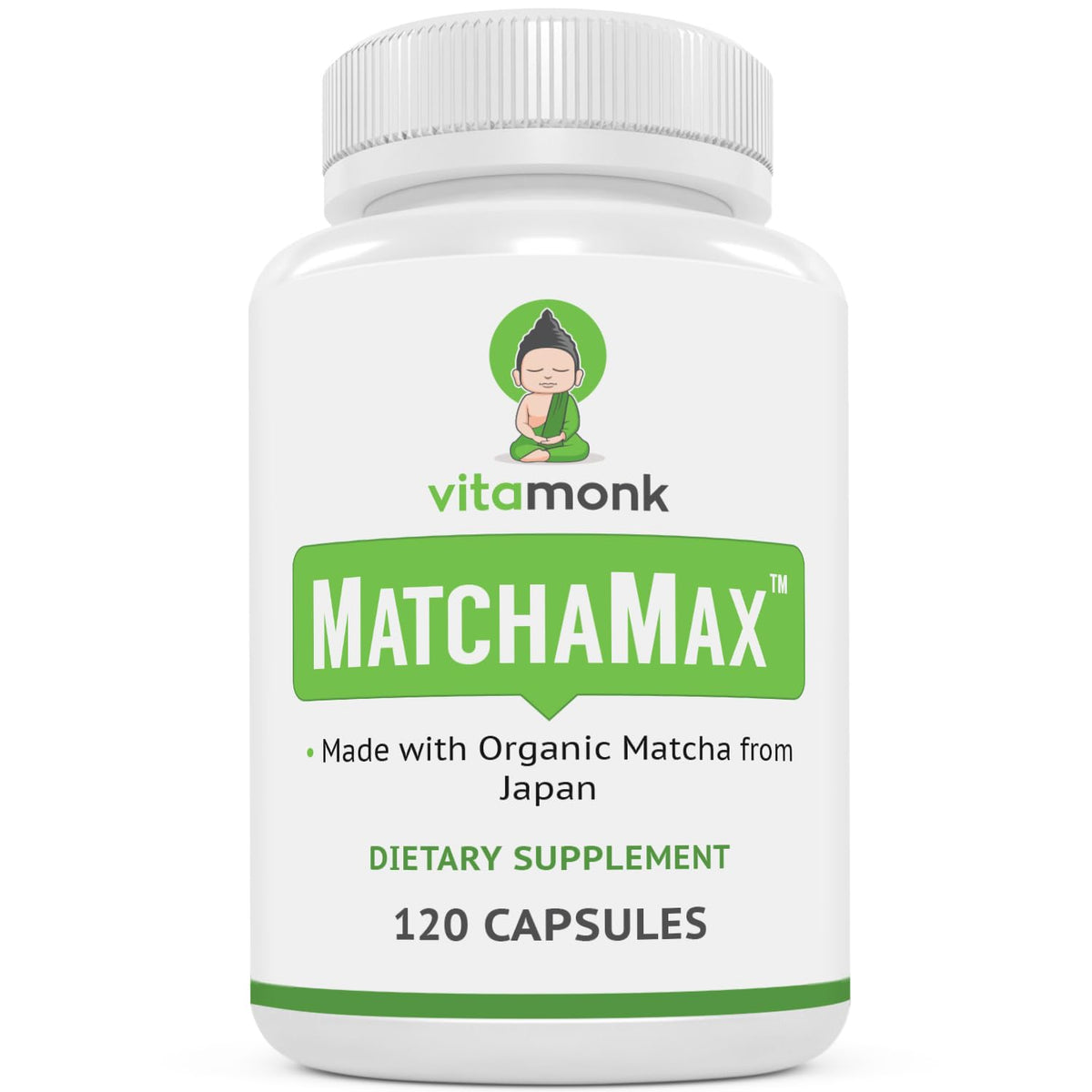MATCHAMAX Organic Japanese Matcha Capsules | Pure Organic Green Tea Pills for Energy, Calm Focus & Antioxidants | Vegan | 120ct