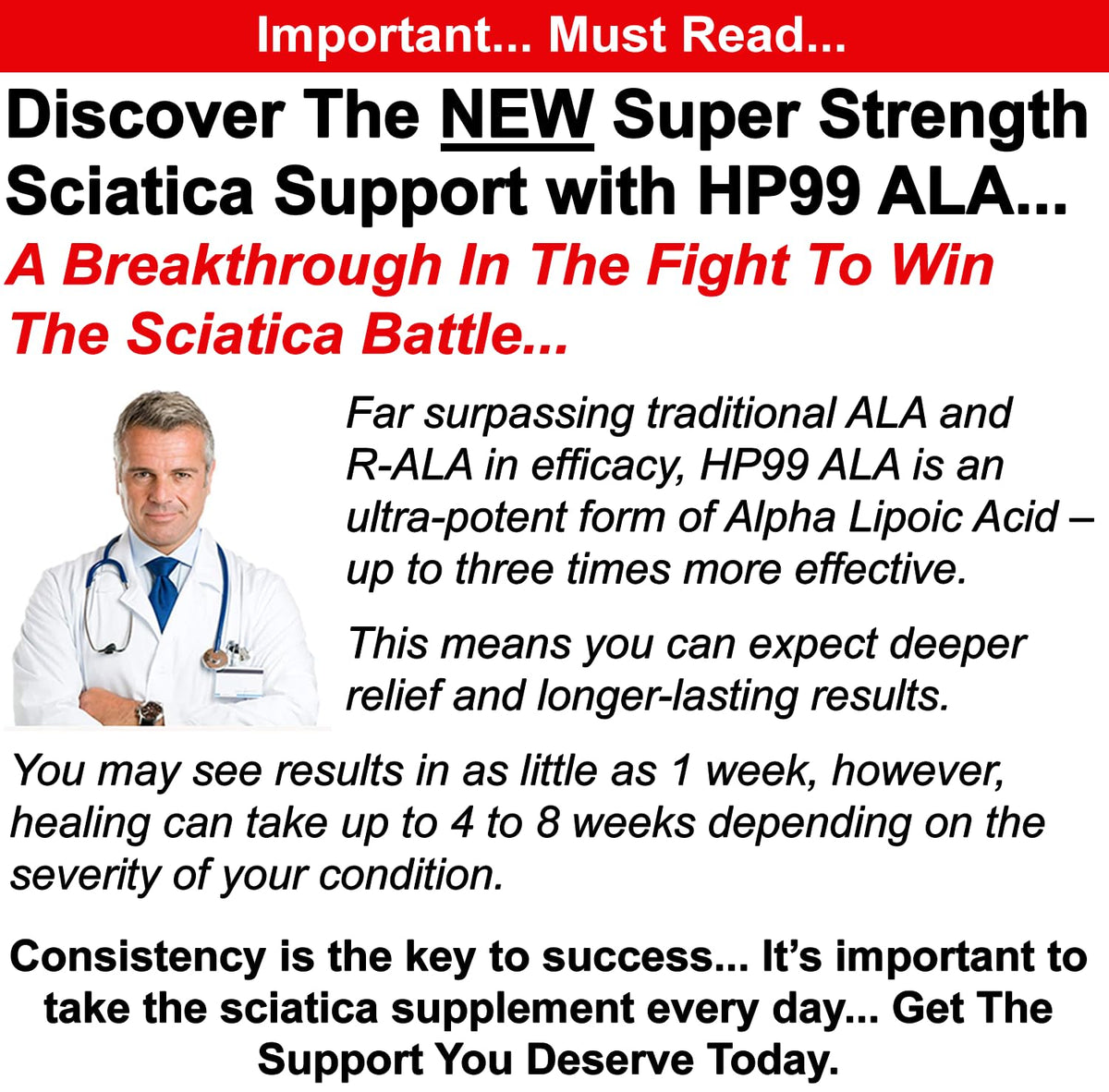 Sciatica Nerve Relief Supplement - 600 mg Alpha Lipoic Acid | Maximum Strength ALA Sciatic Support (120 Capsules)