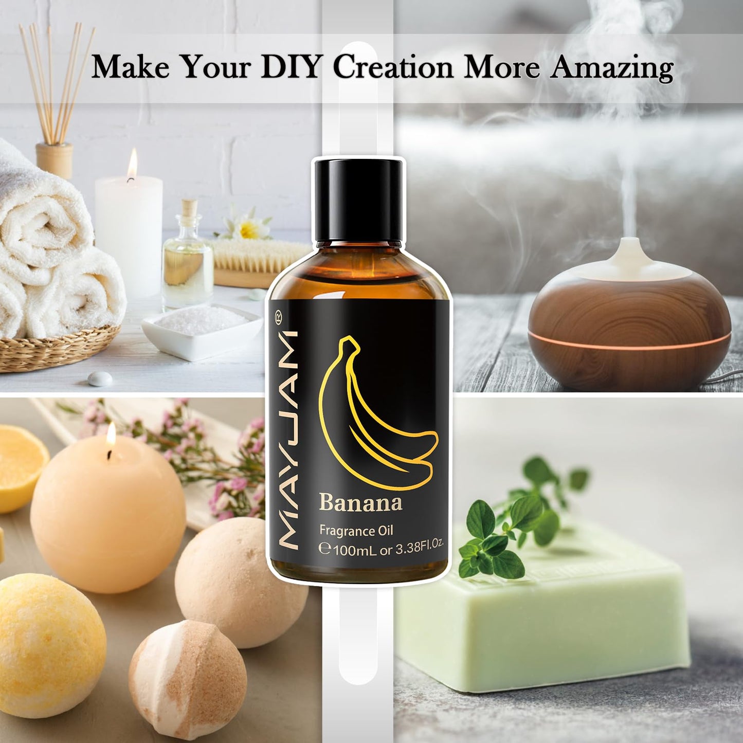 MAYJAM Banana Fragrance Oil 100ml with Glass Dropper – Diffusers, Soap & Candle Making