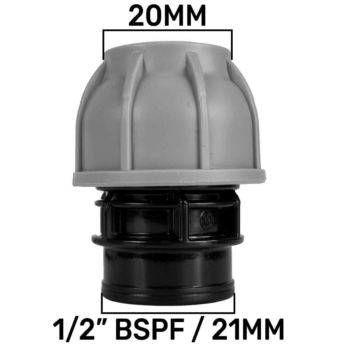 MDPE Straight Joiner 20mm - 1/2in BSPF Hose Connector Set Pipe and Water Fitting