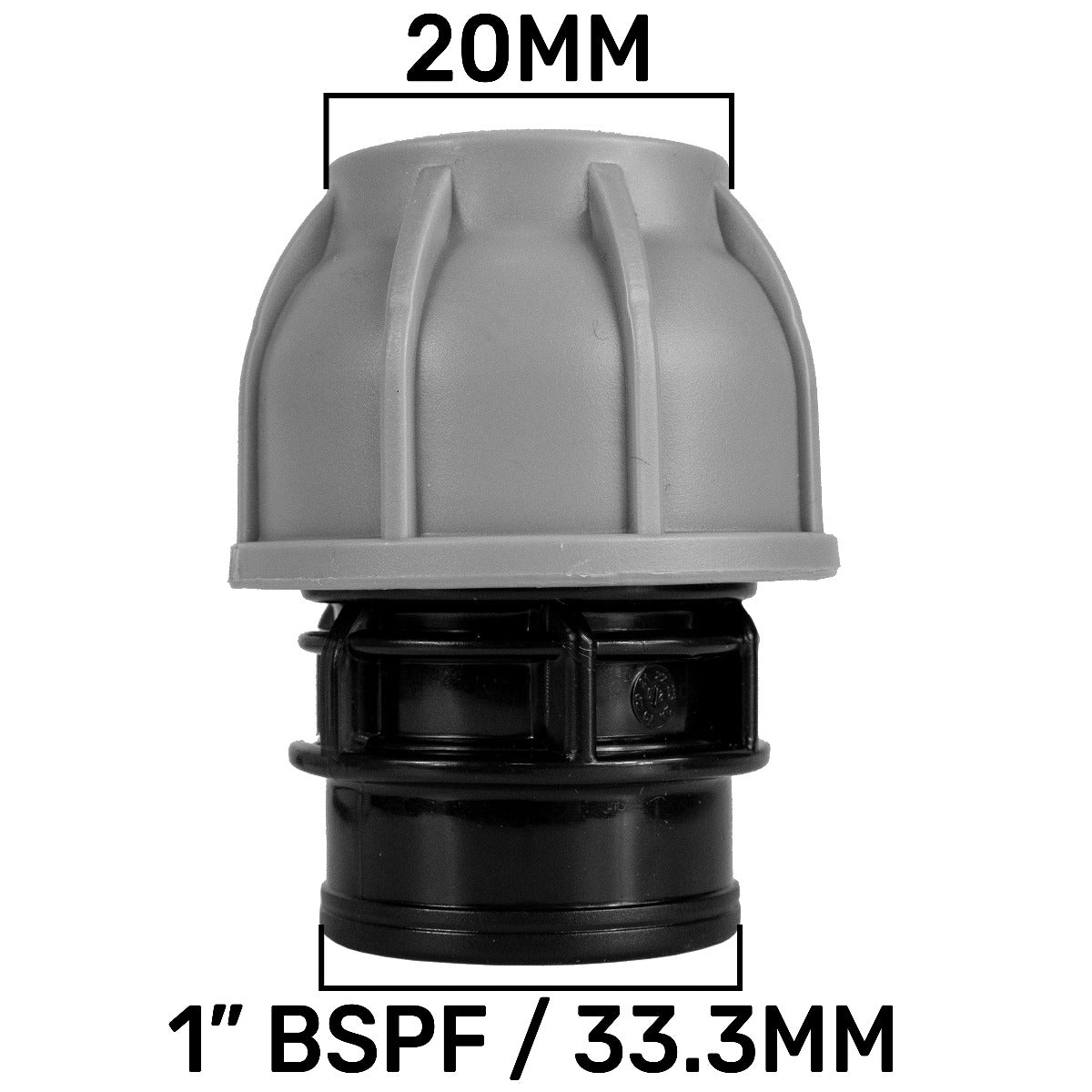 MDPE Straight Joiner 20mm - 1in BSPF MDPE Pipe Connector Drip Irrigation Fitting
