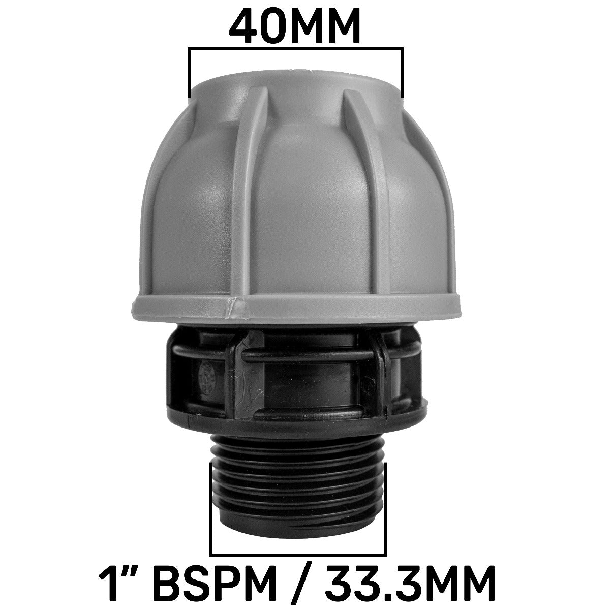 MDPE Straight Joiner 40mm - 1in BSPM MDPE Pipe Connector Drip Irrigation Fitting
