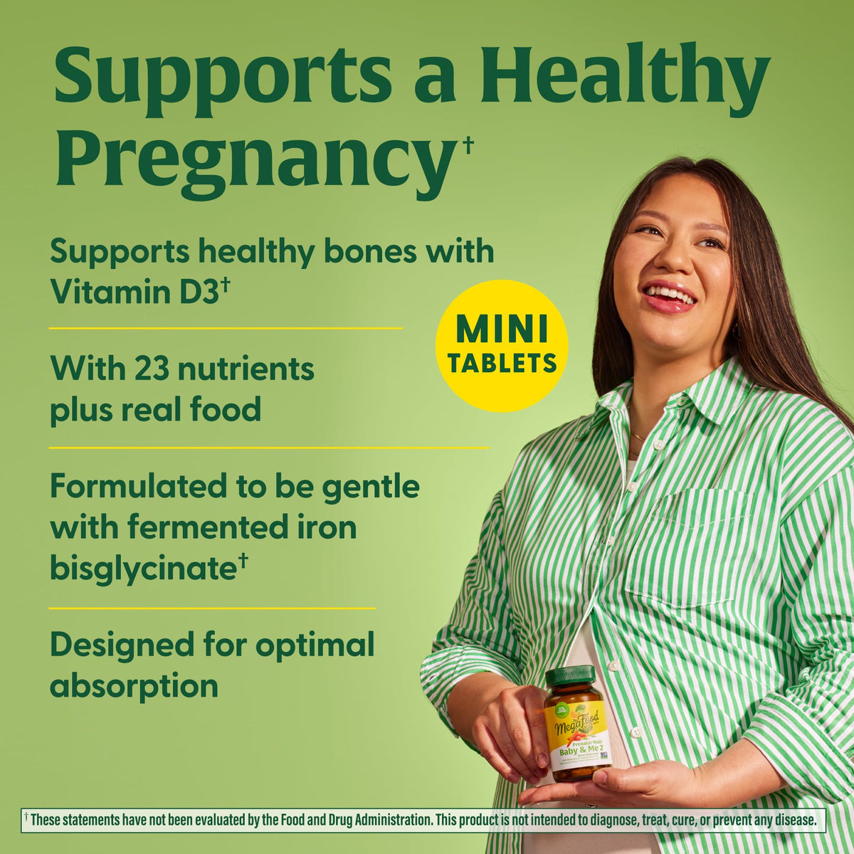 MegaFood Baby & Me 2 Prenatal Mini Vitamins – Choline & Methyl Folate