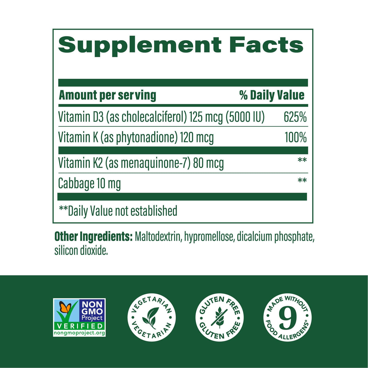MegaFood Vitamin D3 5000 IU with K2 – Vegetarian D3/K2 for Bones, Teeth & Immune Support | 120 Mini Capsules