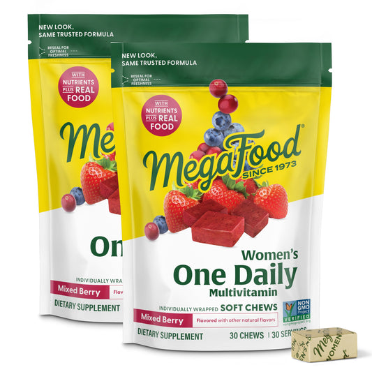MegaFood Women's Multivitamin Soft Chews - One Daily, Mixed Berry (Vegetarian, Non-GMO)