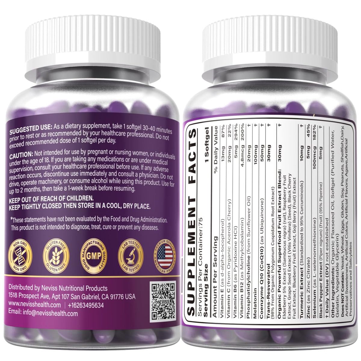 Melatonin 100mg Liposomal – Antioxidant & Cognitive Health, 75 Softgels