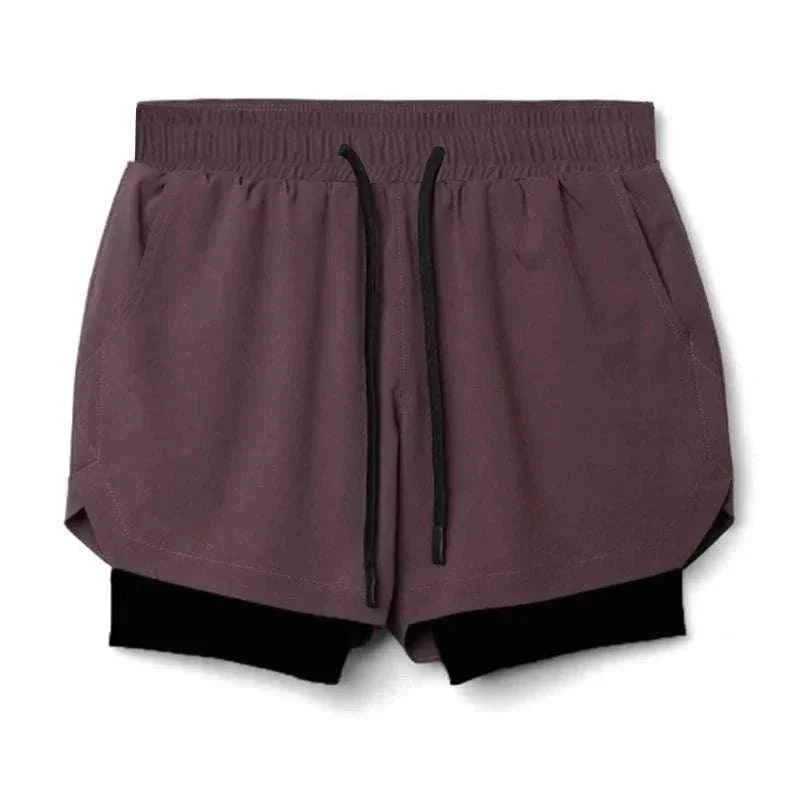 Men 2 in 1 Fitness Gym Shorts With Towel Loop Breathable Shorts