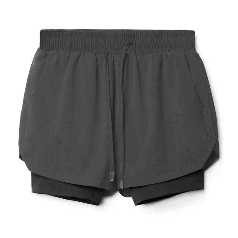 Men 2 in 1 Fitness Gym Shorts With Towel Loop Breathable Shorts