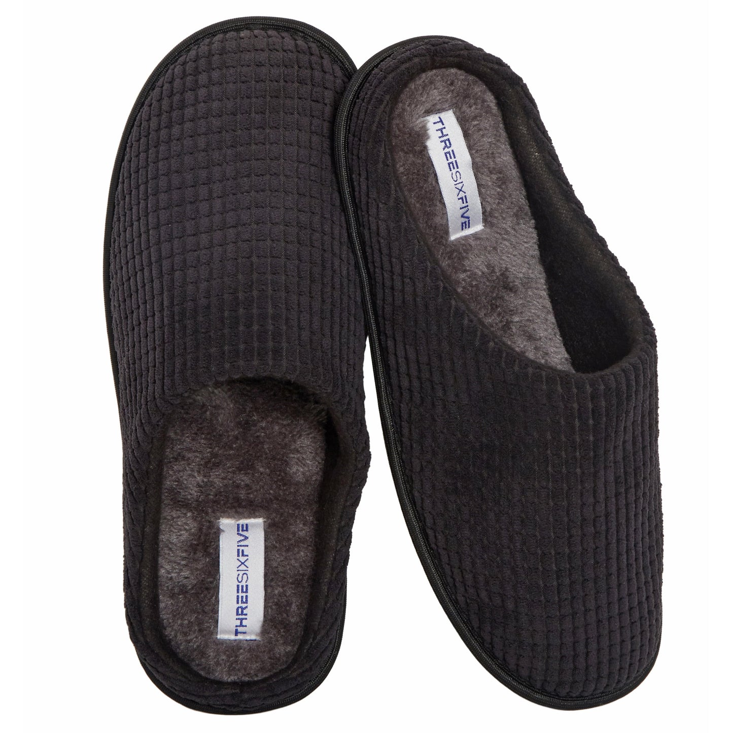 Sock Stack Men's Corduroy Slip On Indoor Slippers Non Slip Memory Foam Warm Thermal Lined