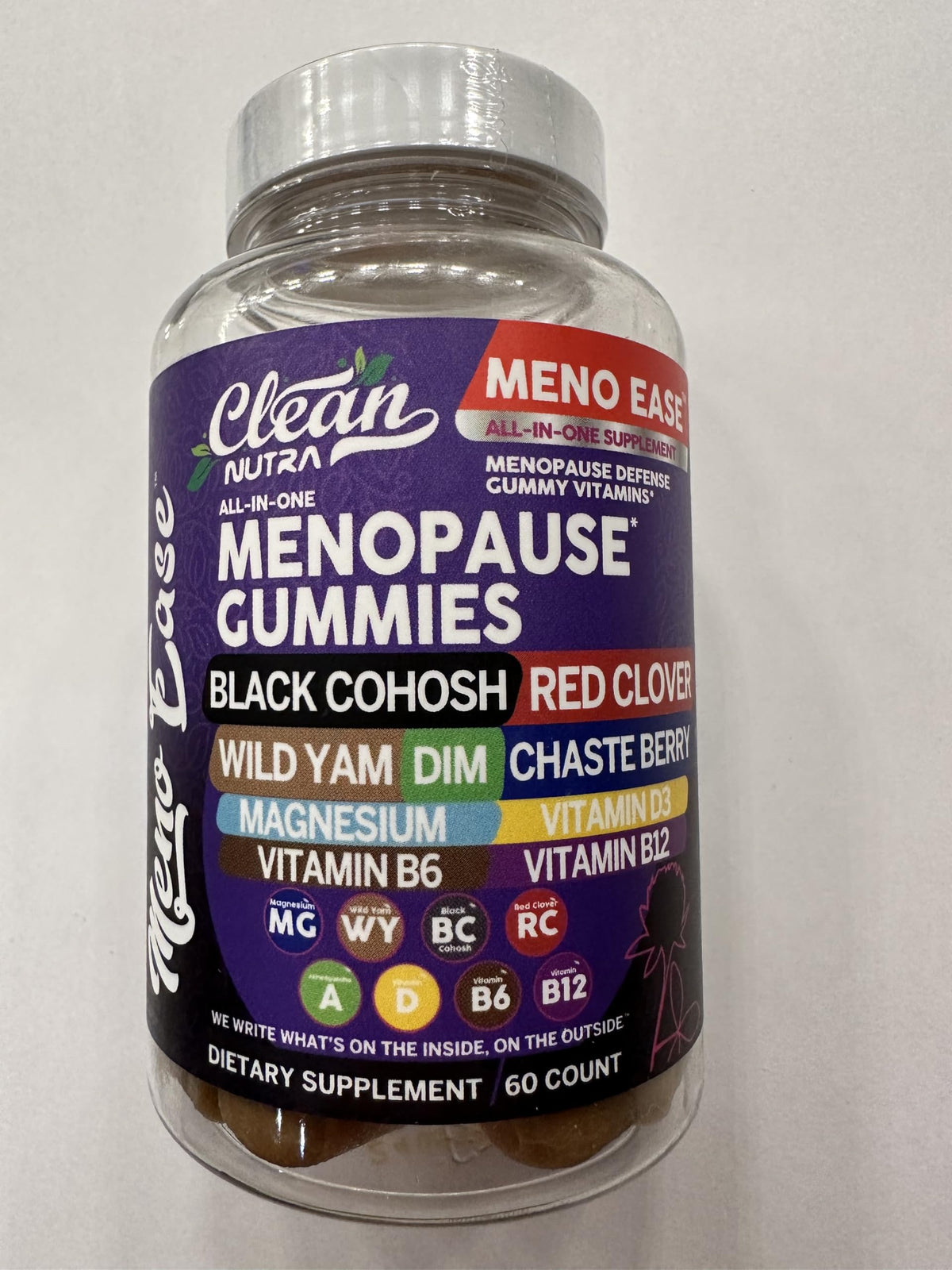 Menopause Supplement for Women Gummies with Black Cohosh, Wild Yam, DIM, Magnesium, Red Clover Chasteberry for Hormone Balance Relief Night Sweats Mood Plus Bergamot, Vitamin D3, Vitamin B6 B12