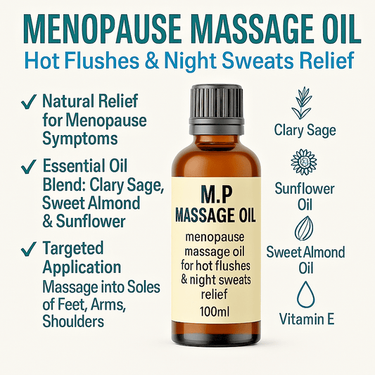 Menopause Massage Oil – Hot Flushes & Night Sweats Natural Relief 100ml