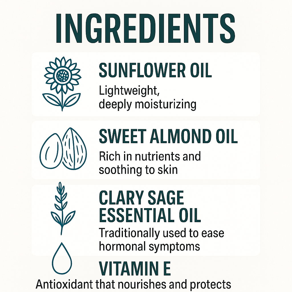 Menopause Massage Oil – Hot Flushes & Night Sweats Natural Relief 100ml