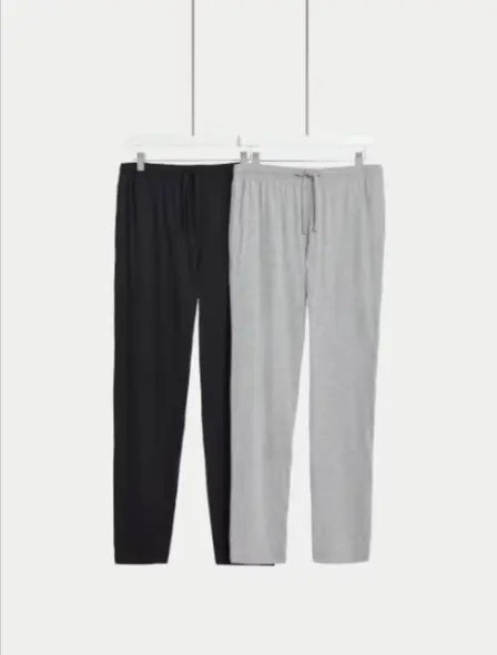Mens 2pk Pure Cotton Pyjama Bottoms