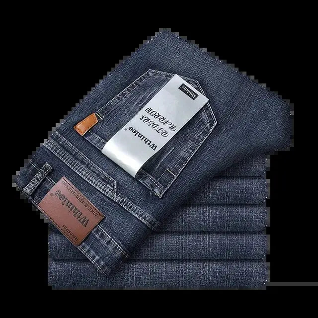Men's Classic Business Jeans – Regular Straight Stretch Denim (Blue)