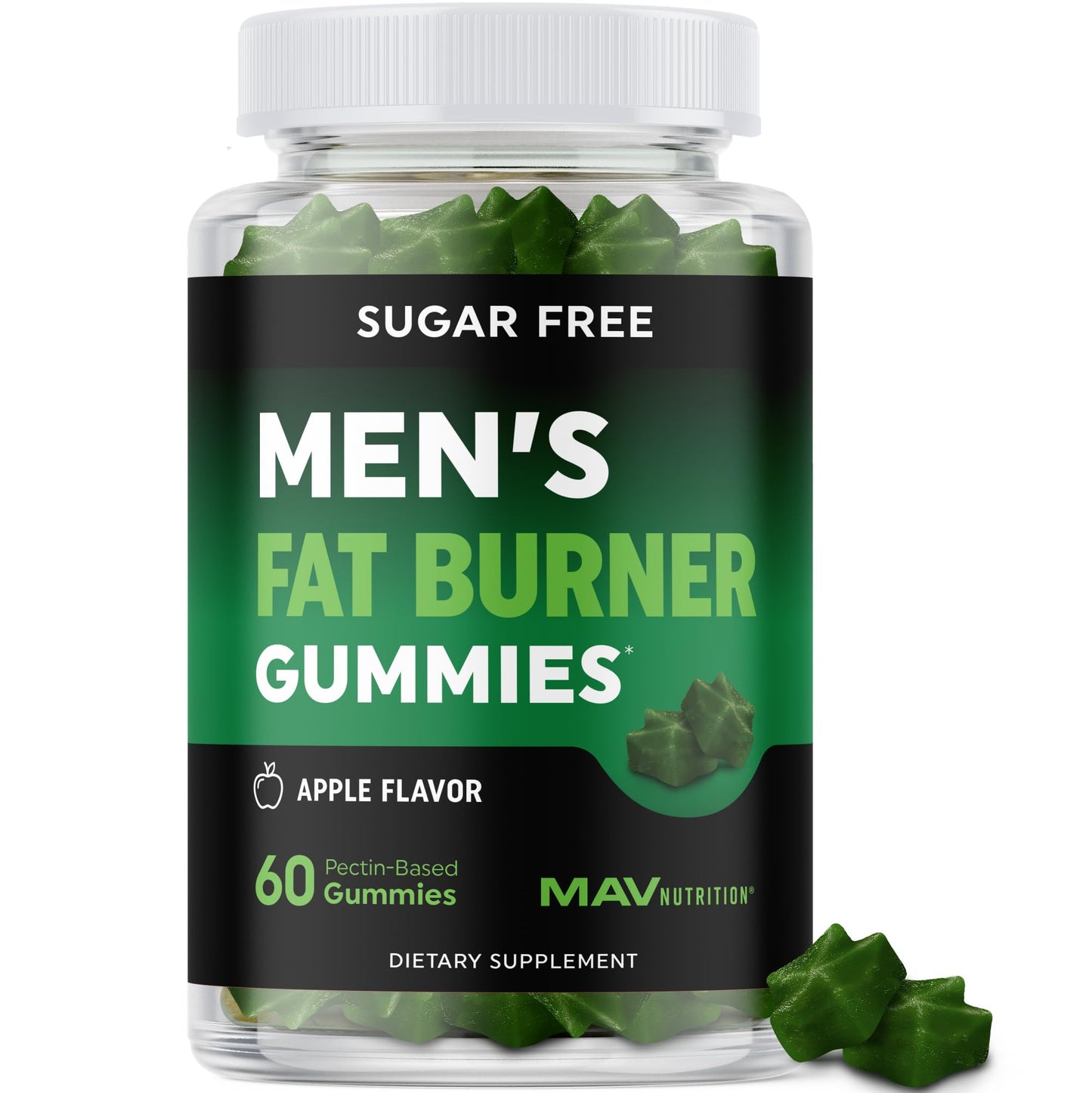 Men's Fat Burner Gummies for Weight Loss | Green Tea, Garcinia Cambogia & Ketones | Apple Flavor | 60 Gummies
