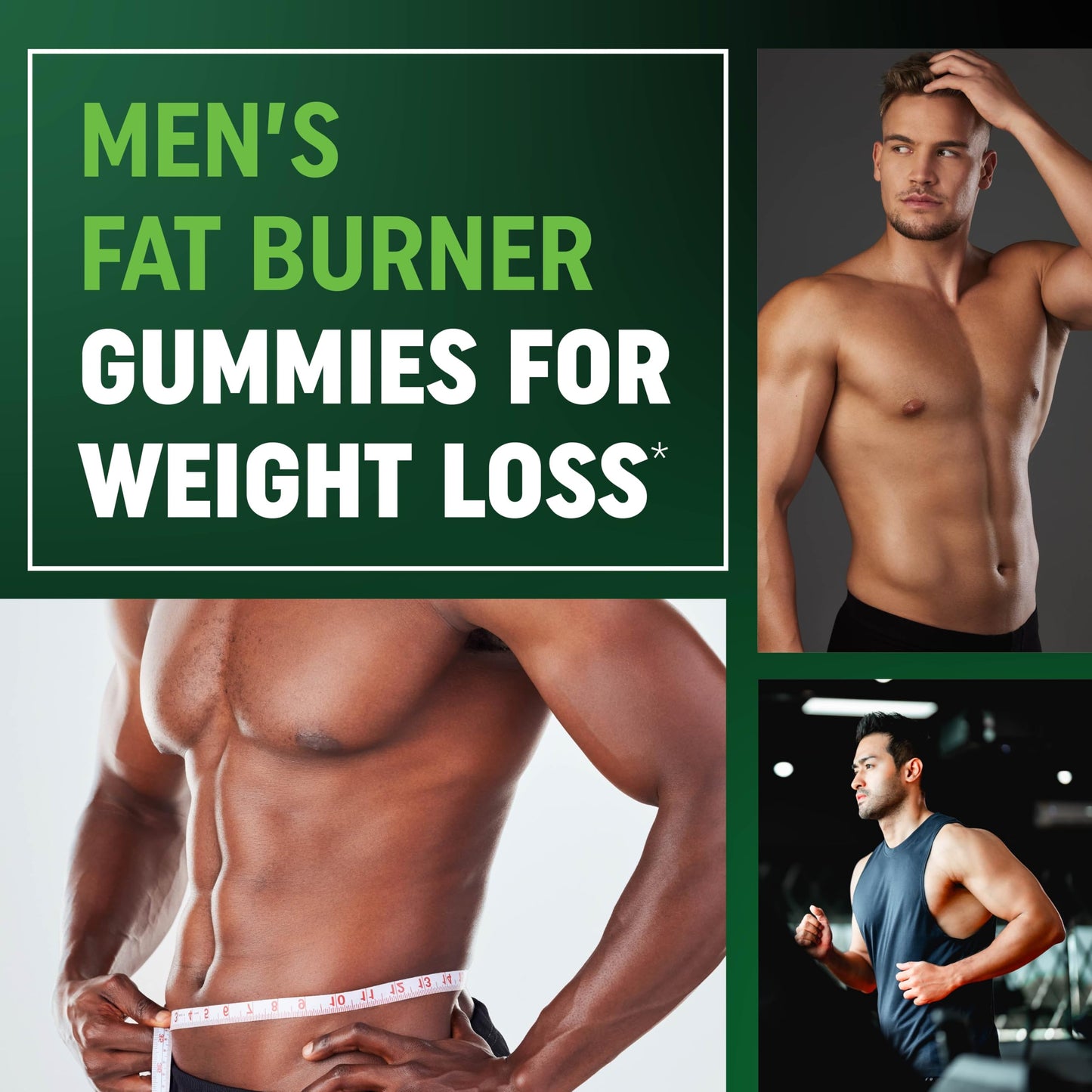 Men's Fat Burner Gummies for Weight Loss | Green Tea, Garcinia Cambogia & Ketones | Apple Flavor | 60 Gummies