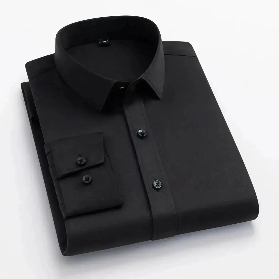 Men's long-sleeved, non-iron, elastic dress shirt for professional work attire. Stand-up collar (55-105kg)