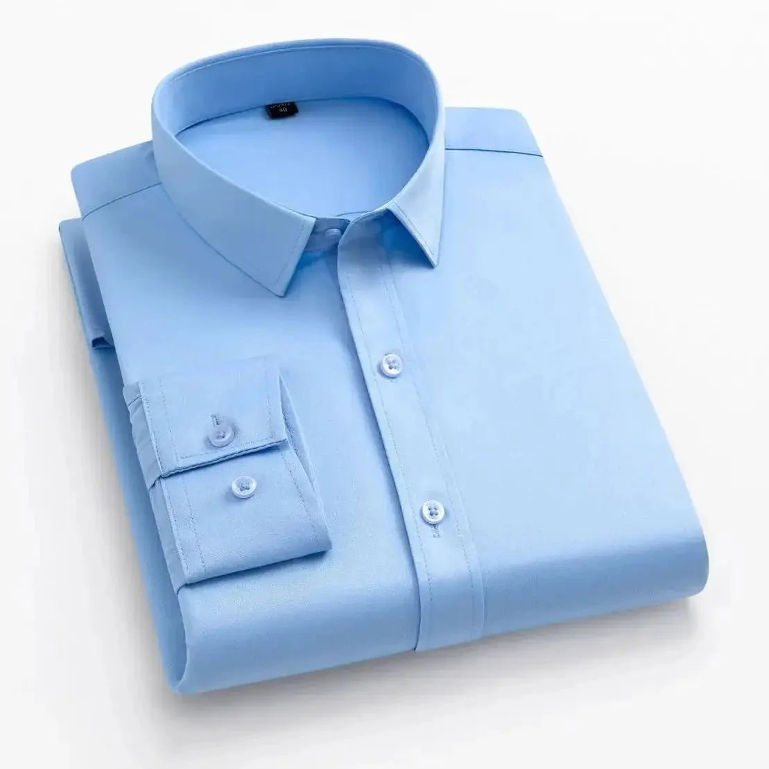 Men's long-sleeved, non-iron, elastic dress shirt for professional work attire. Stand-up collar (55-105kg)