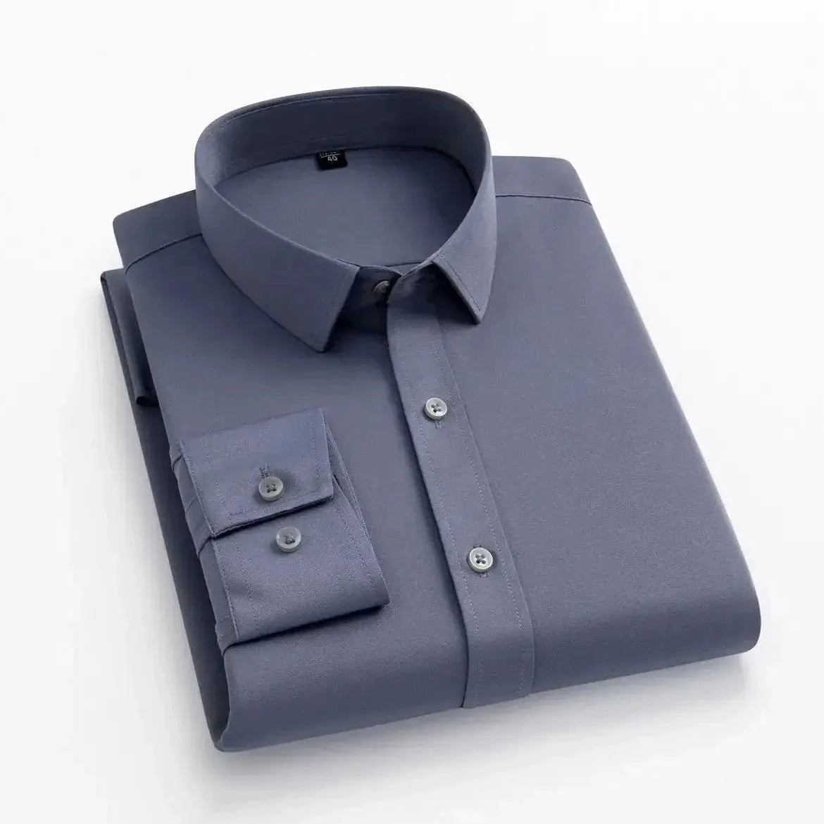 Men's long-sleeved, non-iron, elastic dress shirt for professional work attire. Stand-up collar (55-105kg)