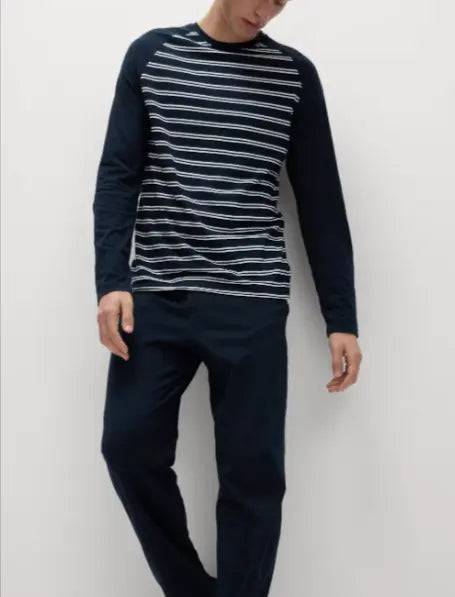 Mens Pure Cotton Striped Pyjama Set