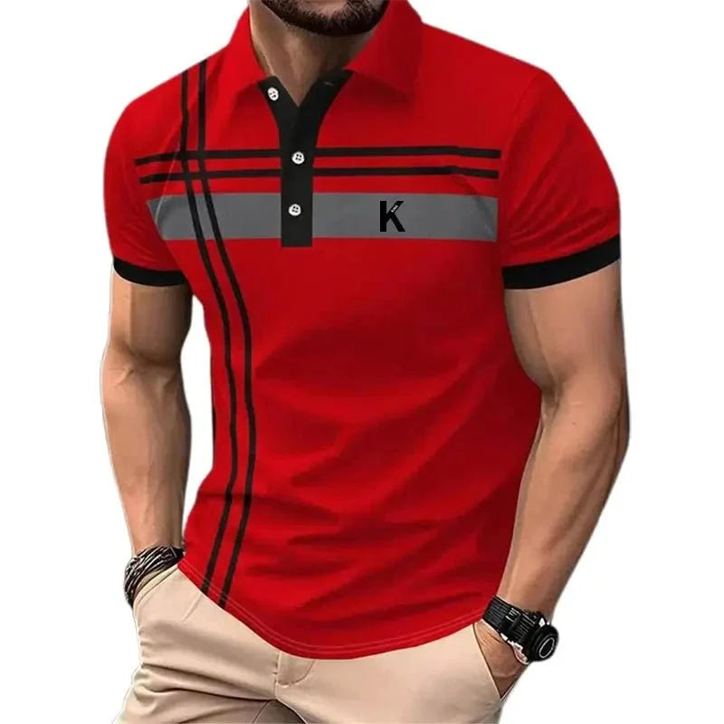 Men's Rugby Polo Shirt – Striped, Short Sleeve, Casual Athleisure