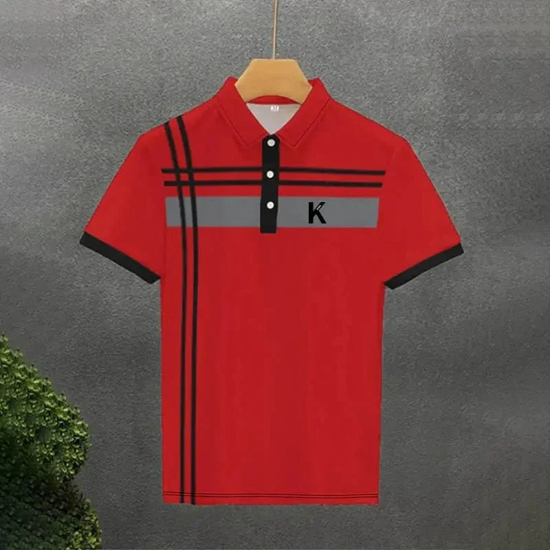 Men's Rugby Polo Shirt – Striped, Short Sleeve, Casual Athleisure