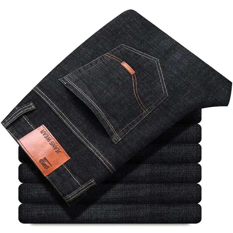 Men's Soft Business Denim Trousers – Light Luxury Stretch Slim Fit