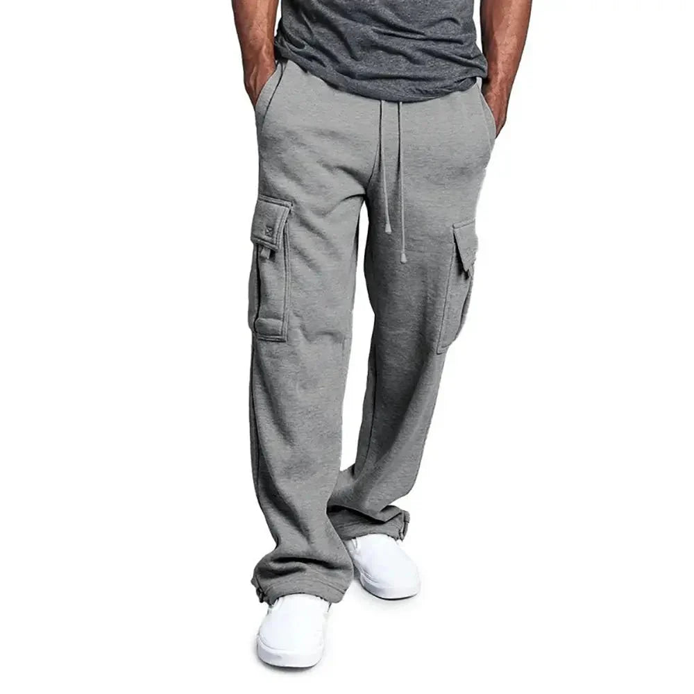 Men's Straight Fit Joggers – Oversized Multi-Pocket Sweatpants for Sports & Streetwear