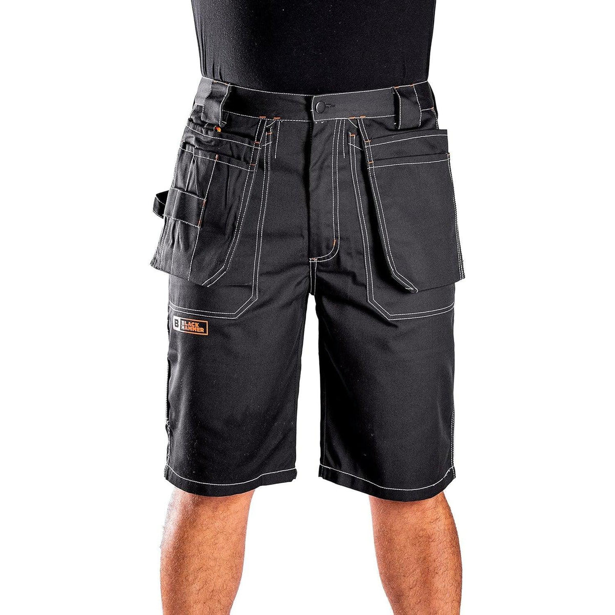 Black Hammer Mens Work Shorts Multi Pockets 30W Cargo Triple Stitched Workwear