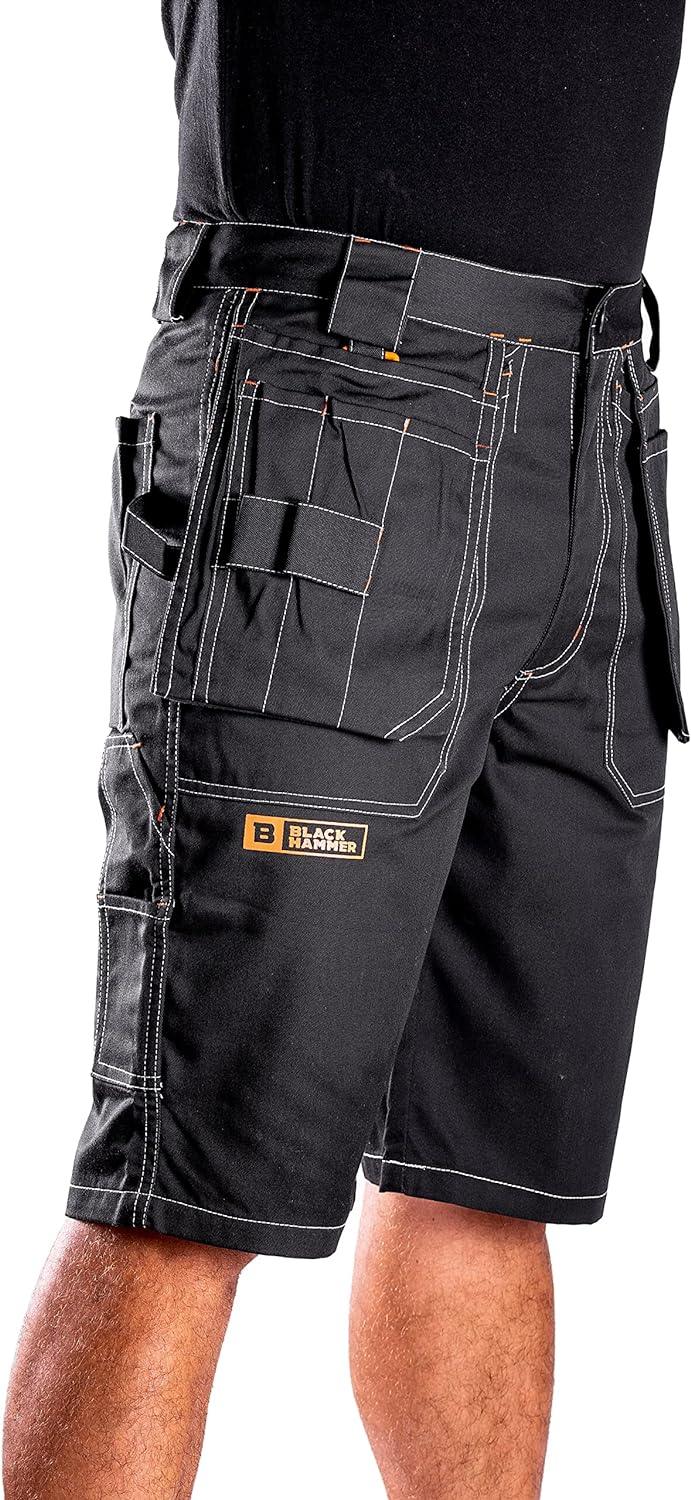 Black Hammer Mens Work Shorts Multi Pockets 30W Cargo Triple Stitched Workwear