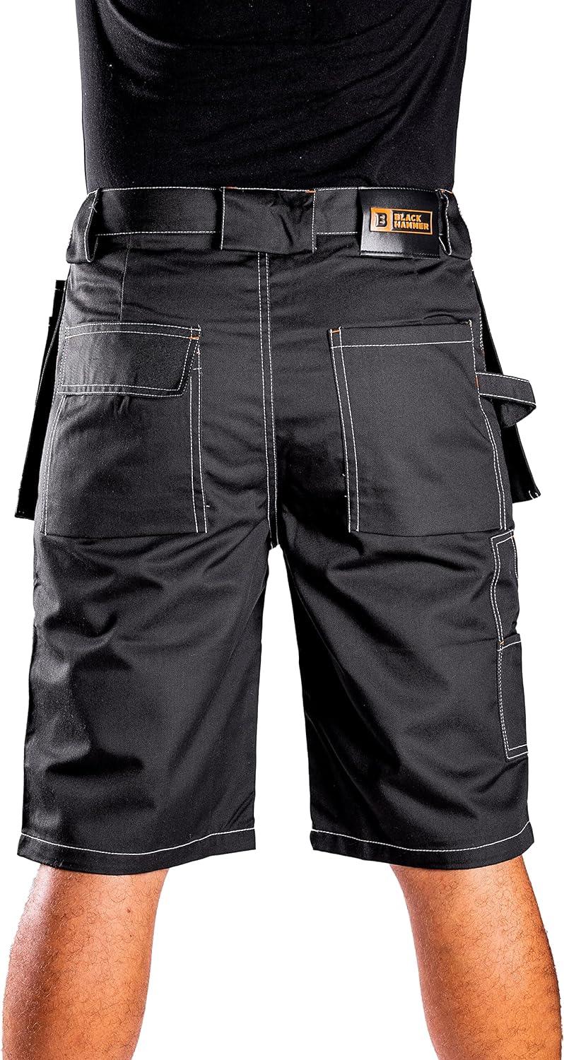 Black Hammer Mens Work Shorts Multi Pockets 30W Cargo Triple Stitched Workwear