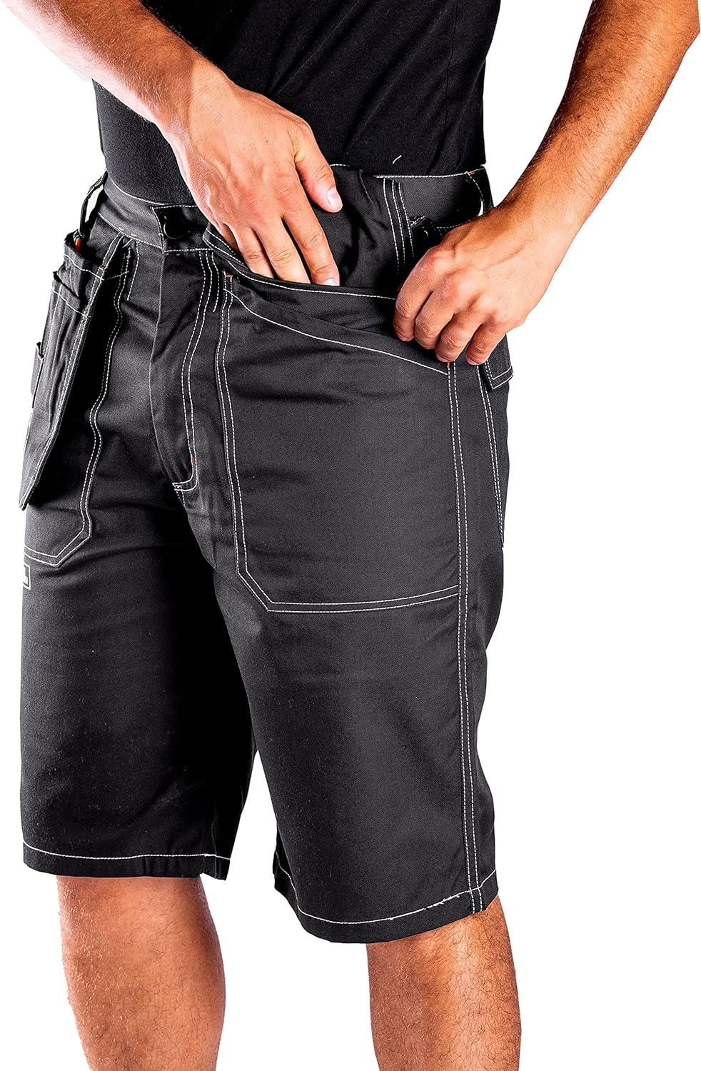 Black Hammer Mens Work Shorts Multi Pockets 30W Cargo Triple Stitched Workwear