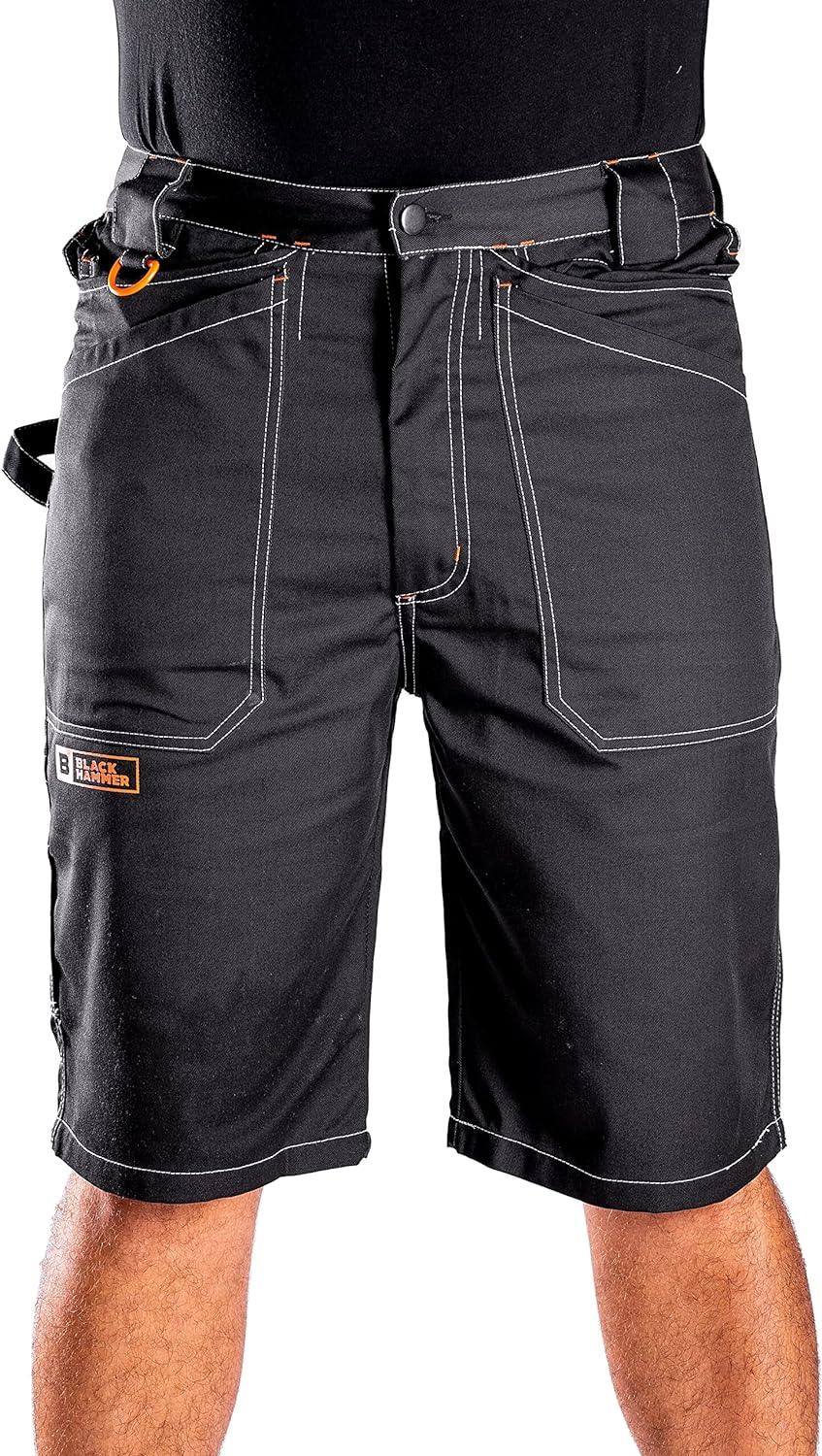 Black Hammer Mens Work Shorts Multi Pockets 30W Cargo Triple Stitched Workwear