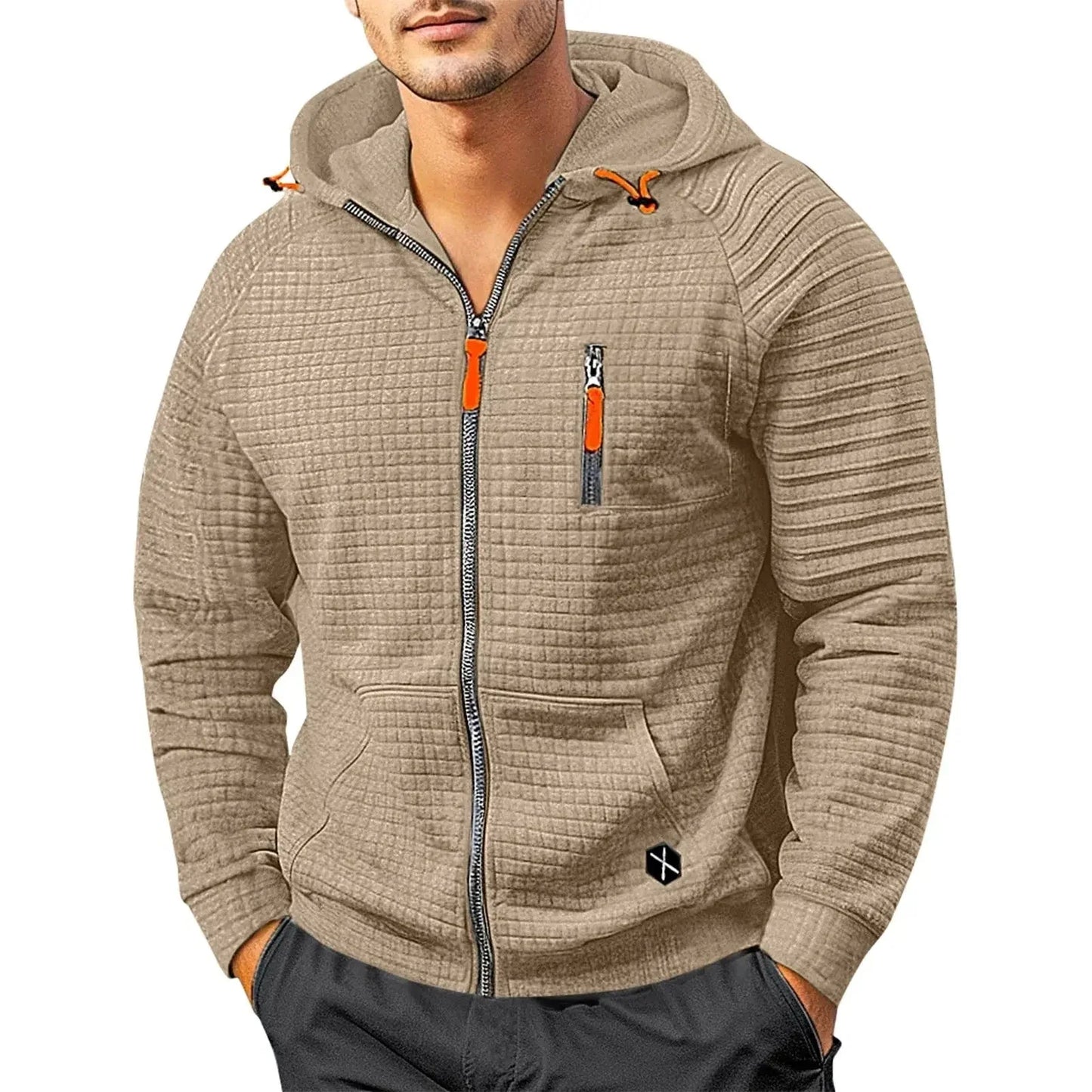 Men's Zip-up Hooded Sweatshirt - Winter Hooded Coat Pullover.