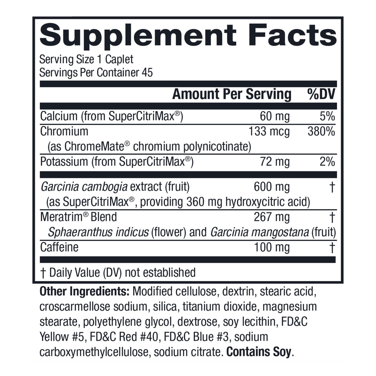 MetaboLife Ultra Dietary Supplement for Appetite Control – 800 mg, 45 Caplets (Women & Men)