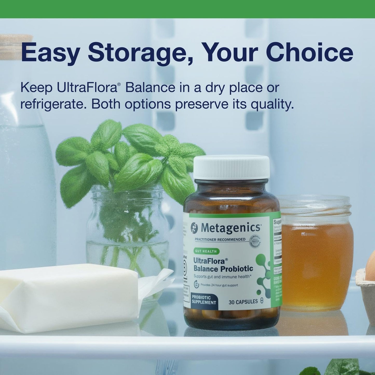 Metagenics UltraFlora Balance Probiotic – Shelf-Stable, 30 Capsules – Gut & Immune Support