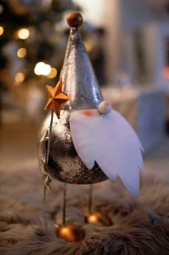 Silver and Gold Metal Christmas Gonk Figurine Decoration