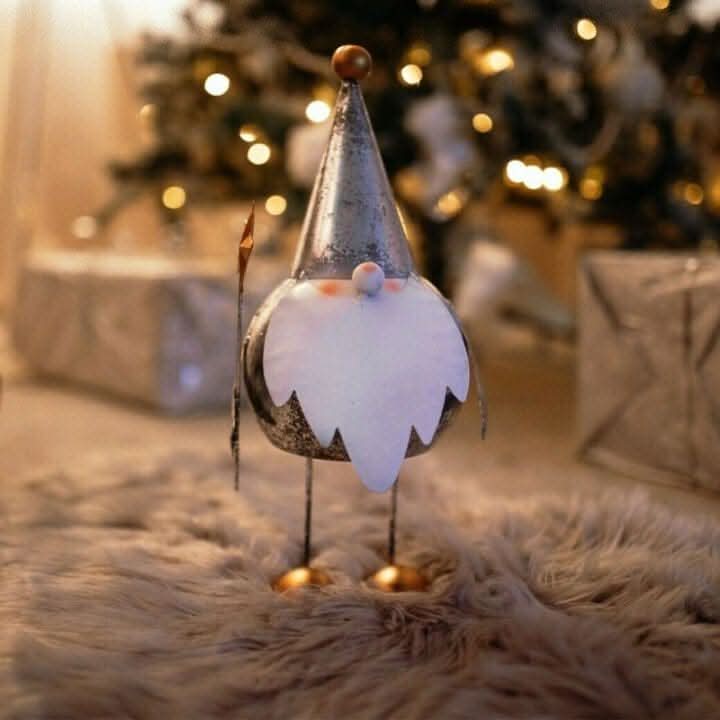 Silver and Gold Metal Christmas Gonk Figurine Decoration